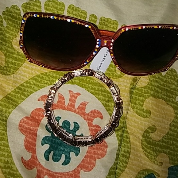 BNWTCharter Club rose Crystal stones stretch brac - Picture 5 of 6